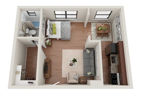 Studio Floor Plan at Convent Gardens Apartments, St. Louis